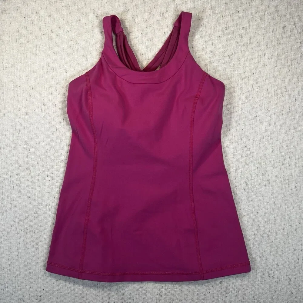 Lululemon Pink Compassion Athletic Yoga Training Tank w/ built in Sports Bra